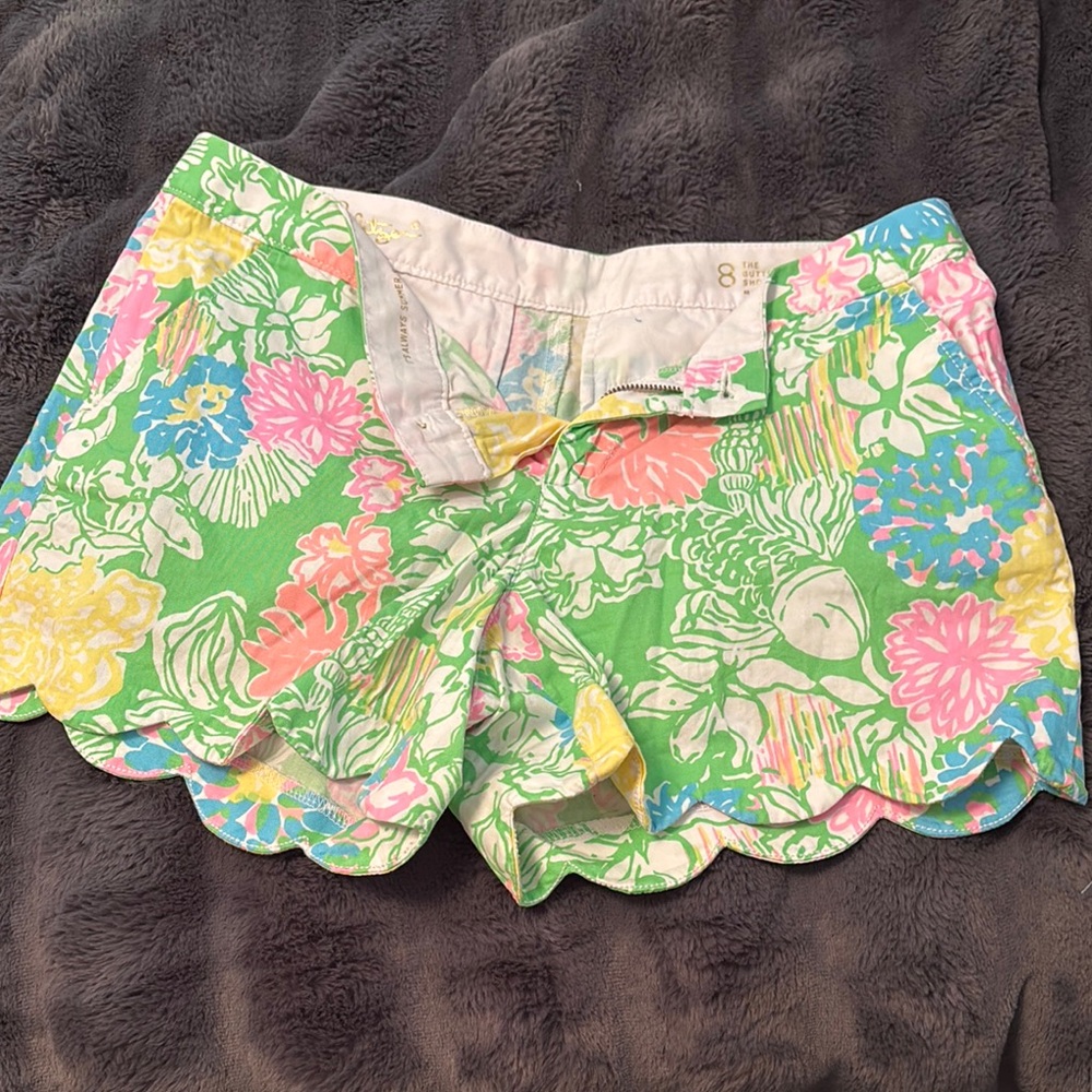 Lilly Pulitzer High Waist Green and Pink Shorts